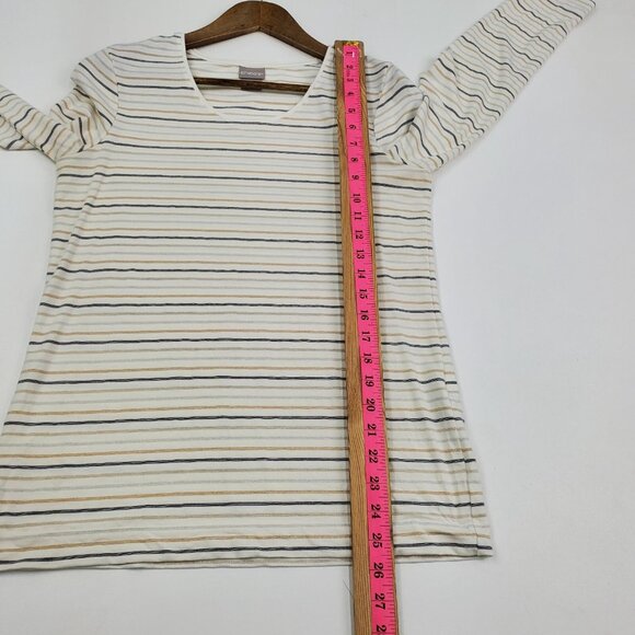 Chicos Womens S (0) Metallic Stripe Long Sleeve Top Minimalist Stretch Shirt - Picture 12 of 13